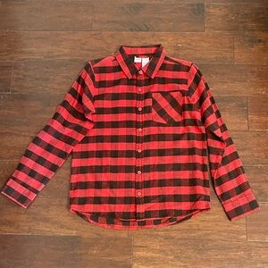 Kids Red and Black Plaid Long Sleeve Shirt 14/16